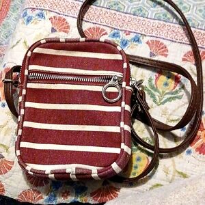 Small Striped Purse w/ Leather Strap